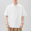 Camisa Polo de Color Sólido para Hombre, Nueva Marca de Verano de Moda, Camiseta Holgada de Cuello Redondo y Manga Corta, Top Casual Versátil de Media Manga para Hombre
