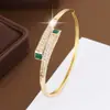 Pulseira Nova Estilo Luxo Leve Quadrada com Zircônia Sintética Incrustada, Pulseira de Cobre Puro Galvanizado de Alta Qualidade, Atacado de Joias de Fábrica