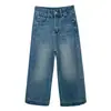 Um item essencial para mulheres baixinhas! Jeans Wide-Leg Feminino Outono 2026, Calça Cropped Wide-Leg de Cintura Alta com Stretch em Quatro Direções Emagrecedora
