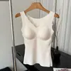 Colete Quente Camélia Fofo para Mulheres, Sem Costura com Bojos, Não Precisa de Sutiã, Emagrecedor, Camada Base de Temperatura Constante com Decote V