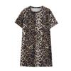 Ropa de Mujer Estilo Europeo y Americano Comercio Exterior Transfronterizo Nueva Moda Versátil Cuello Redondo Estampado Animal Ajustado Vestido Corto