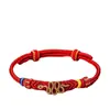 Pulseira de Fio Vermelho do Zodíaco para Homens e Mulheres, Par, Joia Dourada com Contas, Fio Vermelho da Sorte, Pulseira Trançada Artesanal Venda por Atacado