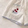 Conjunto de Verano Ningli para Bebé Niña, Lindo Cuello de Muñeca Bordado, Pantalones Cortos de Manga Corta, Conjunto de Dos Piezas Dulce y Elegante para Salir