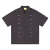 Camisa Retro Americana Original de Manga Curta para Homens com Gola e Design de Rebite, Camisa Casual Solta Tendência de Meia Manga