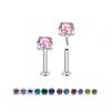 Aretes de Aleación de Titanio F136 para Mujer con Orejas Perforadas, Zircón 5A, Clavos para Hueso de la Oreja, Clavos para Labio, Aretes de Aleación de Titanio, Aretes de Fondo Plano