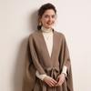 Chal de cachemira de punto elegante de alta gama para mujer, otoño e invierno, color sólido, borla grande, chal, cárdigan de moda de doble uso para mujer