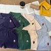 Novo Conjunto Infantil de Manga Curta 2026 Verão Meninos e Meninas Urso Casual Gola Polo Camiseta Shorts Top t