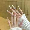 Novo Estilo 2025 Unhas Usáveis Feitas à Mão Brilhantes em Formato de Coração para Estudantes, Strass Cat-Eye, Atmosfera de Alto Padrão, Realçadoras da Pele, Arte de Unhas Elegante