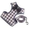 Coleira Personalizada para Gatos e Cachorros, Estilo Colete Teddy com Laço, Xadrez, Espessada, Guia Anti-Puxão