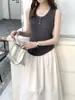 Chaleco de punto sin mangas de lana fina para mujer, con tres botones, nuevo modelo 2026, corte ajustado, adelgazante, color liso, top versátil para mujer