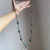 Nuevo Collar de Cerámica Azul con Cuentas Estilo Chino para Mujer Estilo Étnico Colgante Trenzado Cadena Larga para Suéter Collar de Alta Gama