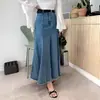 Nova Coleção Primavera/Verão 2026 Estilo Retrô Elegante Estilo Coreano Saia Lápis de Cintura Alta Saia Jeans de Comprimento Médio