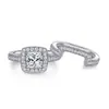 Conjunto Europeu e Americano Rack Anel de Diamante Anel Colar de Prata Esterlina 925 Brincos Quadrados da Moda Suit de Joias para Mulheres