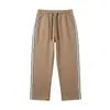 Calça de moletom larga masculina estilo europeu e americano para outono e inverno, com fita lateral e cintura elástica, calça comprida casual para homens