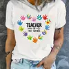 Camiseta Impresa de Maestra - Tops Casuales de Manga Corta de Verano para Mujer - Ropa Cómoda y Elegante