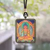 Tíbet Pintado a Mano Cinabrio Dorado Pintado Marco de Bronce Arena Mineral Ocho Guardianes Zodiaco Thangka Colgante Portátil de Buda