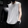 Colete Sem Manga com Gola Redonda e Sensação de Gelo, Top de Seda Gelada para Corrida de Verão, Colete Esportivo Masculino, Camiseta Sem Manga de Secagem Rápida