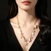 Collar transfronterizo de estilo oceánico de doble capa europeo y americano para mujer, con estrellas de mar, conchas y perlas, adecuado para vacaciones