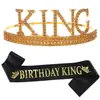 Set de Corona y Banda para Hombro de Fiesta de Cumpleaños para Hombres Europeos y Americanos Corona de Rey de Cumpleaños Adorno para la Cabeza Atuendo de Fiesta