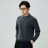 Suéter de cachemira pura para hombre, jersey casual versátil de otoño e invierno con cuello de polo, manga larga, tejido y cálido