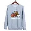 Moda Casual Otoño e Invierno 2025 Sudaderas con Estampado de Calabaza de Acción de Gracias Cuello Redondo Manga Larga Holgada