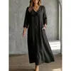 2026 Ropa de Otoño Transfronteriza Europea y Americana Nueva para Mujer Vestido Casual Cuello en V Manga Larga Holgado Color Sólido Vestido de Bolsillo