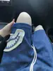 Shorts Azules Marino con Parche de Boca de Tiburón para Hombre, Verano, Holgados, Transpirables, Rectos, Pantalones Deportivos Casuales