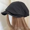 Boina de Algodão e Linho Estilo Japonês, Design de Nicho, Nuvem, para Mulheres, Verão Vintage Versátil, Chapéu de Artista Plissado que Faz o Rosto Parecer Menor
