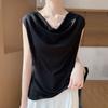 Nueva Camiseta Básica de Punto Fino sin Mangas con Cuello de Capa Color Sólido, Pullover para Mujer, Colección Primavera/Verano 2026