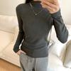 Toma Real # Camiseta Básica de Cuello Alto para Mujer, Nuevo Estilo Primavera y Otoño 2025, Se Puede Usar por Fuera, Top de Estilo Europeo, Camiseta de Manga Larga para Mujer.