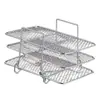 Rack de Malha de Três Camadas para Air Fryer Rack de Grelha Multicamadas Rack de Assar Resistente a Altas Temperaturas Rack de Desidratador Retangular Empilhável Multicamadas