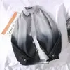 Camisa de manga comprida estilo japonês gradiente para meninos camisa bonita estilo coreano da moda rufião para estudantes casaco fino de verão