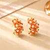 Brincos Clássicos Coloridos de Esmalte com Pérola em Formato de C, de Alto Padrão, Modernos, Delicados, Versáteis, Acessórios Frescos e Doces