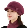 Chapéu de Lã Feminino para Outono e Inverno com Forro de Veludo Quente para Pessoas de Meia-Idade e Idosos, Chapéu de Tricô Espesso para Exterior com Proteção de Orelha de Pelo de Coelho, Proteção contra Frio, Chapéu de Lã para Mãe