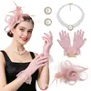 Set de Tocados de Plumas Amazonia Tocados de Novia Europeos y Americanos Guantes Collar Accesorios para el Cabello Set de Tocados Tocados para Festival de Carreras de Caballos