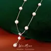 Collar de Perlas Redondas con Flor de Circonia, Cadena de Clavícula de Lujo Ligero de Nicho, Accesorio de Alta Gama, Elegante y Único