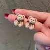 Brincos Fofos de Urso e Coelho Aveludados Estilo Menina, Estilo Moderno, Brincos Doces para Estudante, Elegantes, Simples e Versáteis