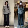 Pantalones de Cuadros Color Café de Pierna Ancha para Mujer, Nuevo Estilo Primavera y Otoño 2025, de Tiro Alto, Holgados, Casuales, con Caída, Pantalones Rectos de Alta Gama
