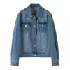 Chaqueta vaquera básica Xinge para mujer, adecuada para todo tipo de cuerpos, versátil para primavera y otoño, estilo corto con cuello de solapa, aspecto vintage, top favorecedor y casual
