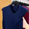 Suéter colete transfronteiriço colete masculino gola V solto cor sólida colete camiseta estilo coreano malha tamanho plus top masculino