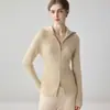Cien Colores Cachemira Muestra la Figura Solapa 100% Cachemira Suéter 26 Nuevo Doble Cremallera Cuello Alto Tejido Cárdigan Abrigo
