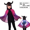 Capa con Cuernos de Diablo para Niños de Halloween Bruja Calabaza Mago Vestido de Actuación Capa para Niños