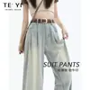 Jeans de Perna Reta Feminino Primavera e Outono 2024 Novo Solto Cintura Alta Barra até o Chão Perna Larga Pequena Calças Femininas Outono e Inverno