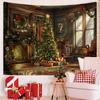 Tapiz de Navidad Árbol de Navidad Chimenea Efecto 3D Decoración Fondo Tela para colgar Foto Decoración en vivo Tela de tapiz de Navidad