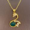 Banhado a ouro natural verde calcedônia Cisne pingente amor guarda verde jade Jaspe Branco Cisne colar clavícula cadeia atacado