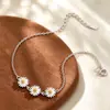 Pulsera de Margarita de Plata de Ley S925 para Mujer, Lujo Ligero, Gama Alta, Dulce, Fresca, Estilo Bosque, Nicho, Joyería de Mano Versátil al por Mayor