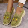 Zapatos Casuales Nuevos de Otoño 2026 con Borlas y Lazo Talla Grande Comercio Exterior Mocasines con Cuentas de Cruzado de Tacón Medio para Mujer