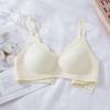 Sujetador push-up fino con borde de pétalos ondulados y tiras de gelatina sin marcas para mujer, talla grande, sin aro de acero