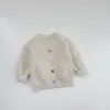 Cárdigan de punto suave y colorido estilo coreano para niñas, atuendo de otoño, suéter de cuello redondo de un solo botón estilo coreano, prenda exterior versátil