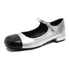 831 Huidong Yixinda 2025 Zapatos Planos Mary Jane Piel Suave Boca Baja Punta Redonda Combinación de Colores Zapatos Planos de Una Correa para Mujer